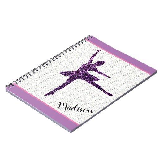 Girl Dancer Sparkle Personalized Tiny Dot Notitieb Notitieboek (Linkerzijde)