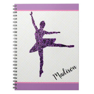 Girl Dancer Sparkle Personalized Tiny Dot Notitieb Notitieboek