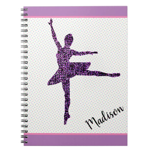 Girl Dancer Sparkle Personalized Tiny Dot Notitieb Notitieboek (Voorkant)