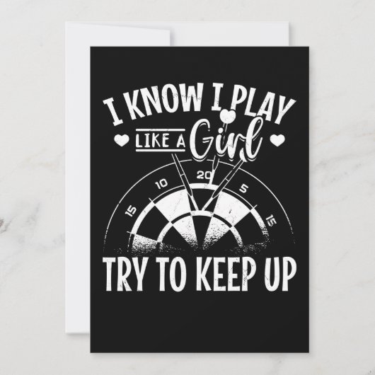 Girl Darts Retro Dartboard Women Dart Player Kaart (Voorkant)