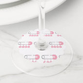 Girl Diaper Pin Wijnglaslabel (Dichtbij)
