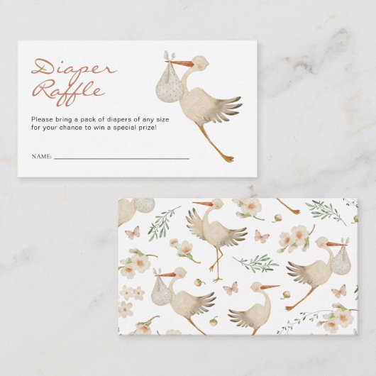 Girl Diaper Raffle Informatiekaartje (Voorkant / Achterkant)