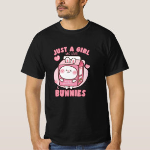 GIRL DIE VAN STRAWBERRY MELK BUNNIES HOUDT T-SHIRT