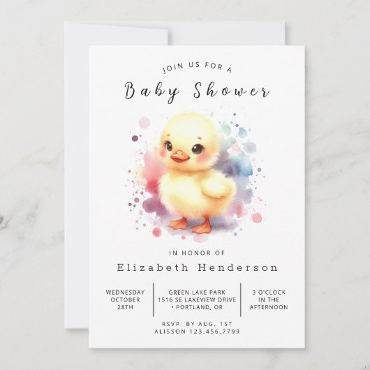 Girl Digital Duck Baby shower Kaart (Voorkant)