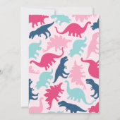 Girl Dinosaur Baby shower Invite Kaart (Achterkant)