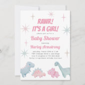 Girl Dinosaur Baby shower Kaart (Voorkant)