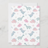 Girl Dinosaur Baby shower Kaart (Achterkant)