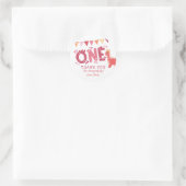 Girl Dinosaur Birthday Bedankt Ronde Sticker (Tas)