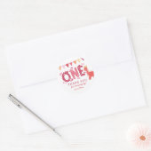 Girl Dinosaur Birthday Bedankt Ronde Sticker (Envelop)