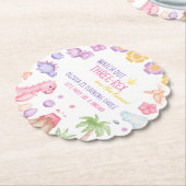 Girl Dinosaur Birthday Kartonnen Onderzetters (Gekanteld)