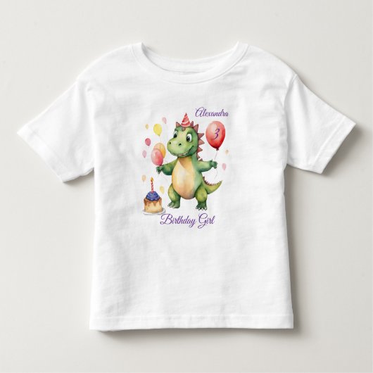 Girl Dinosaur Birthday Kinder Shirts (Voorkant)