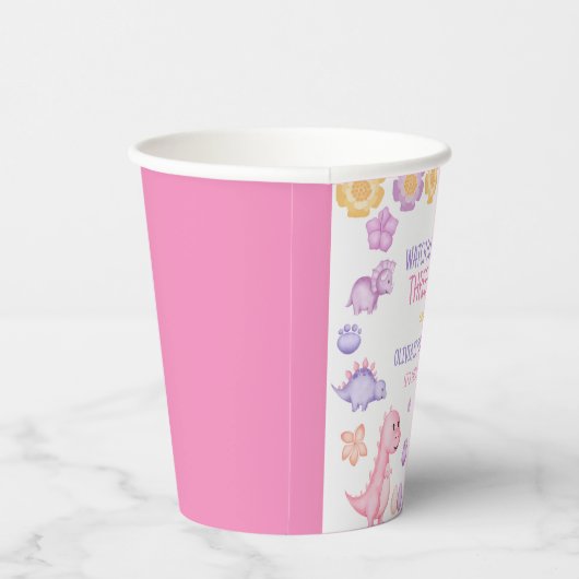Girl Dinosaur Birthday Papieren Bekers (Rechts)