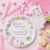 Girl Dinosaur Birthday Papieren Bordje (Feest)