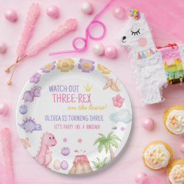 Girl Dinosaur Birthday Papieren Bordje
