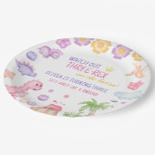 Girl Dinosaur Birthday Papieren Bordje (Gekanteld)
