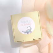 Girl Dinosaur Birthday Party Ronde Sticker