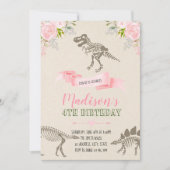 Girl dinosaur partijuitnodiging kaart (Voorkant)