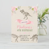 Girl dinosaur partijuitnodiging kaart (Staand voorkant)