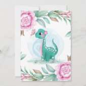 Girl Dinosaur Pink Peony wenst Baby (Achterkant)