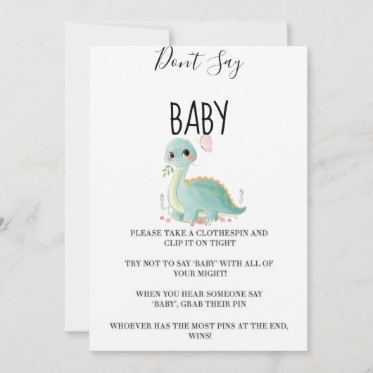 Girl Dinosaur Pink Peony zegt geen Kaarten (Voorkant)