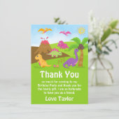 Girl Dinosaurs Birthday Party Hartelijk dank Bedankkaart (Staand voorkant)
