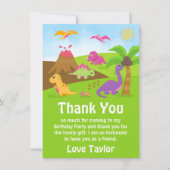 Girl Dinosaurs Birthday Party Hartelijk dank Bedankkaart (Voorkant)
