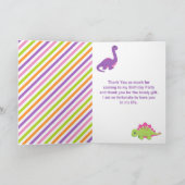 Girl Dinosaurs Birthday Party Hartelijk dank Bedankkaart (Binnen)