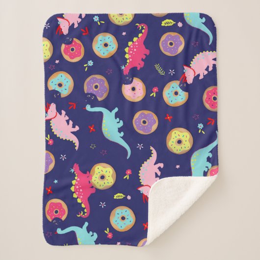 Girl Dinosaurs en Donuts Sherpa Blanket Sherpa Deken (Voorkant)