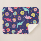 Girl Dinosaurs en Donuts Sherpa Blanket Sherpa Deken (Voorkant (horizontaal))