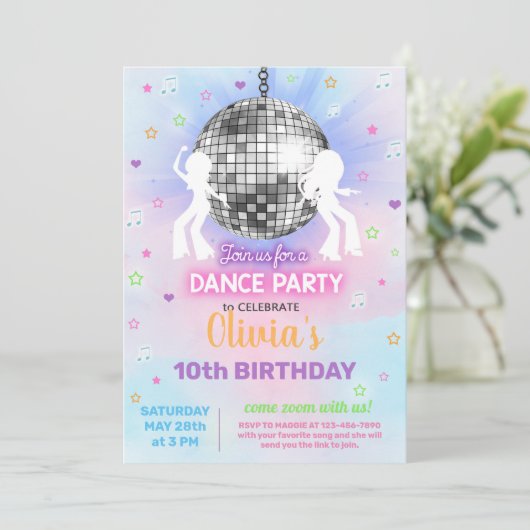 Girl disco dansfeest, virtuele dansfeest. kaart (Staand voorkant)