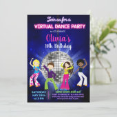 Girl disco dansfeest, virtuele dansfeest. kaart (Staand voorkant)