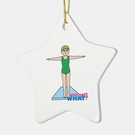 Girl Diver Keramisch Ornament (Links)