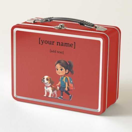 Girl & Dog Lunch Box for Kids (Voorkant)