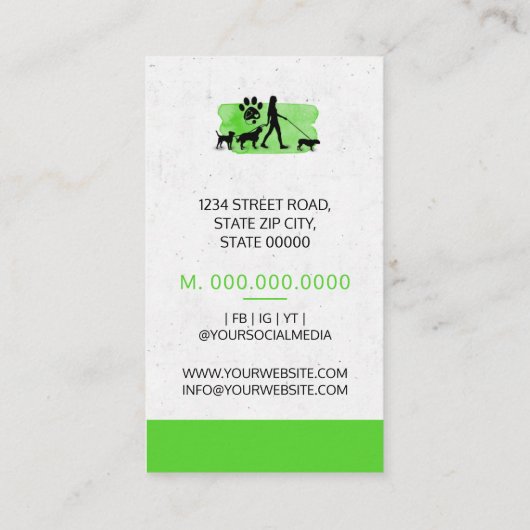 Girl Dog walker/Pet Care Sitting Visitekaartje (Achterkant)