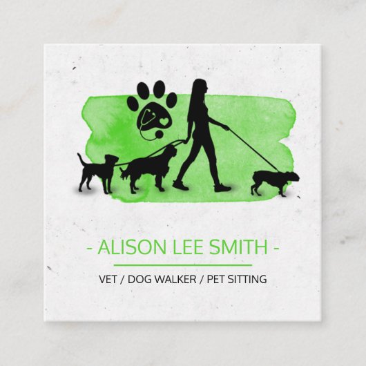 Girl Dog walker/Pet Care Sitting Visitekaartje (Voorkant)