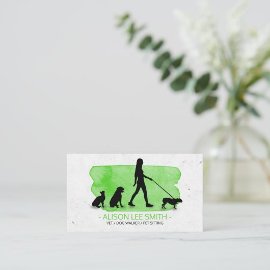 Girl Dog walker/Pet Care Sitting Visitekaartje (Staand voorkant)