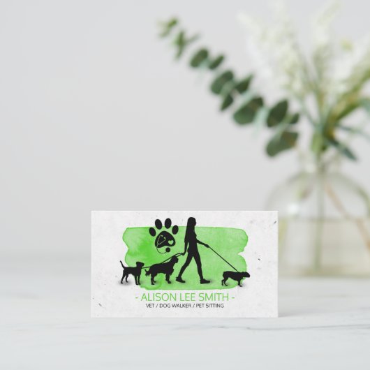 Girl Dog walker/Pet Care Sitting Visitekaartje (Staand voorkant)