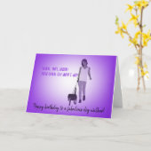 Girl Dog Walker Verjaardag Kaart (Gele Bloem)