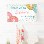 Girl Donut 1st Birthday Party confetti Banner (Insitu)