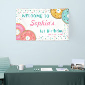 Girl Donut 1st Birthday Party confetti Banner (Beurs)