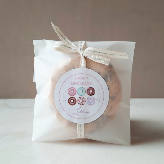 Girl Donut en Bow verjaardagsfeestje Ronde Sticker