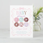 Girl Donut en Pink Bow Baby shower Kaart (Staand voorkant)
