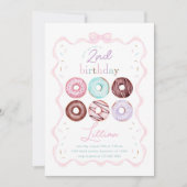 Girl Donut en Pink Bow verjaardagsfeestje Kaart (Voorkant)