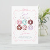 Girl Donut en Pink Bow verjaardagsfeestje Kaart (Staand voorkant)