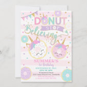 Girl Donut Unicorn 1e verjaardag Uitnodiging (Voorkant)