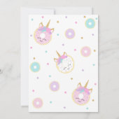 Girl Donut Unicorn 1e verjaardag Uitnodiging (Achterkant)