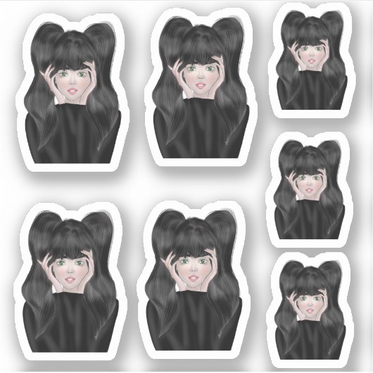 Girl Drawing Sticker (Voorkant)
