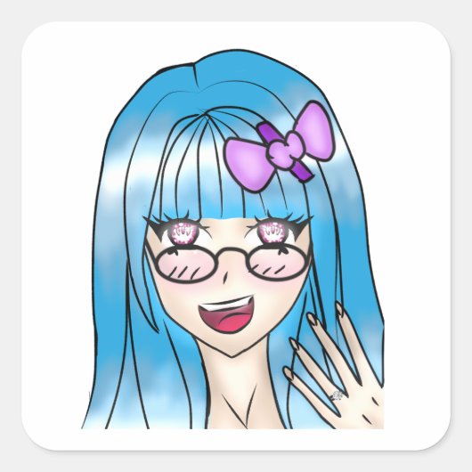 Girl Drawing Vierkante Sticker (Voorkant)