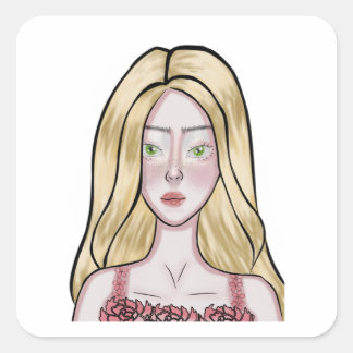 Girl Drawing Vierkante Sticker