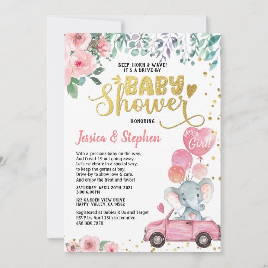 Girl Drive beroemd gemaakt door Baby shower Parade Kaart (Voorkant)